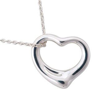TIFFANY&Co. Open heart Necklace Elsa Peretti Silver925 3g Women